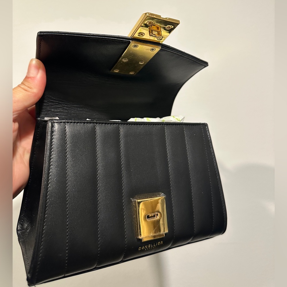 DeMellier Black Mini Top-Handle Bag with Gold Hardware - Picture 10 of 16